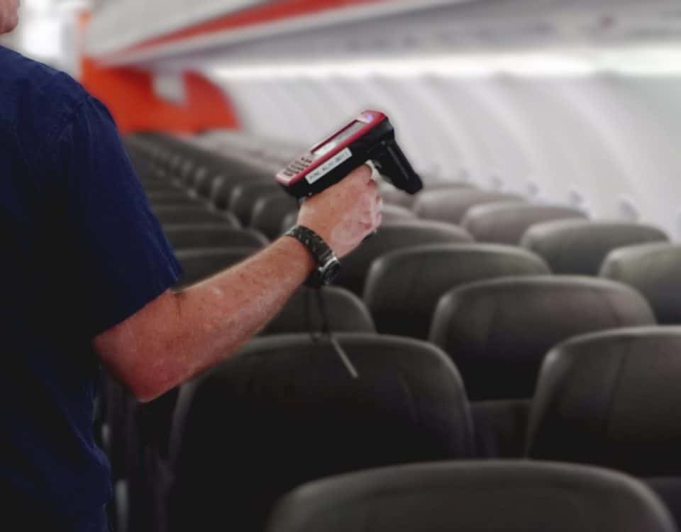 RFID scanner being used in plane
