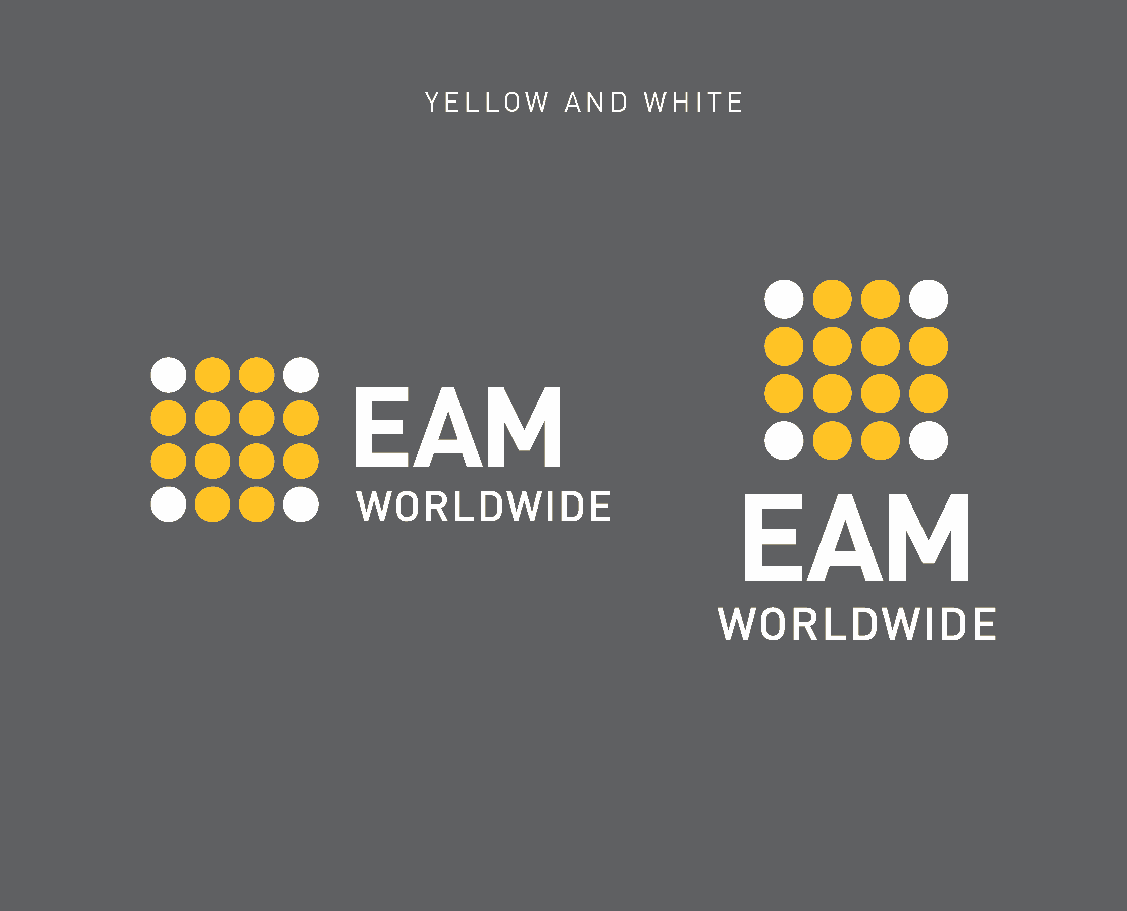 EAM Worldwide logo usage on dark grey background
